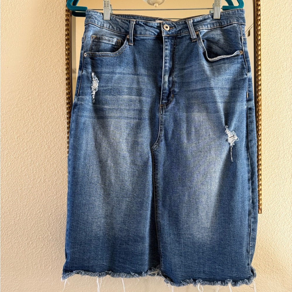 Black Label Denim Distressed Skirt